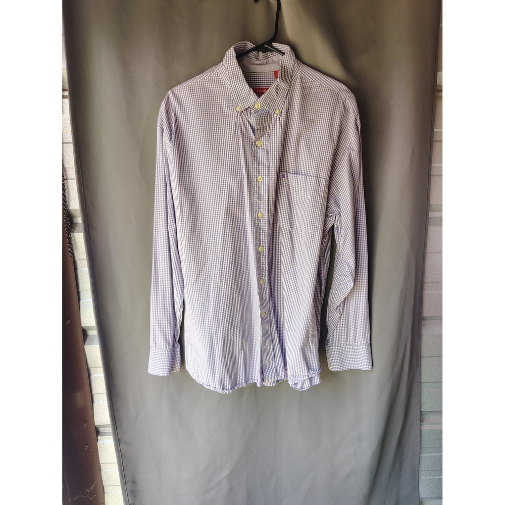 IZOD‎ Mens Purple Gingham Check Button Down Shirt Long Sleeve XL